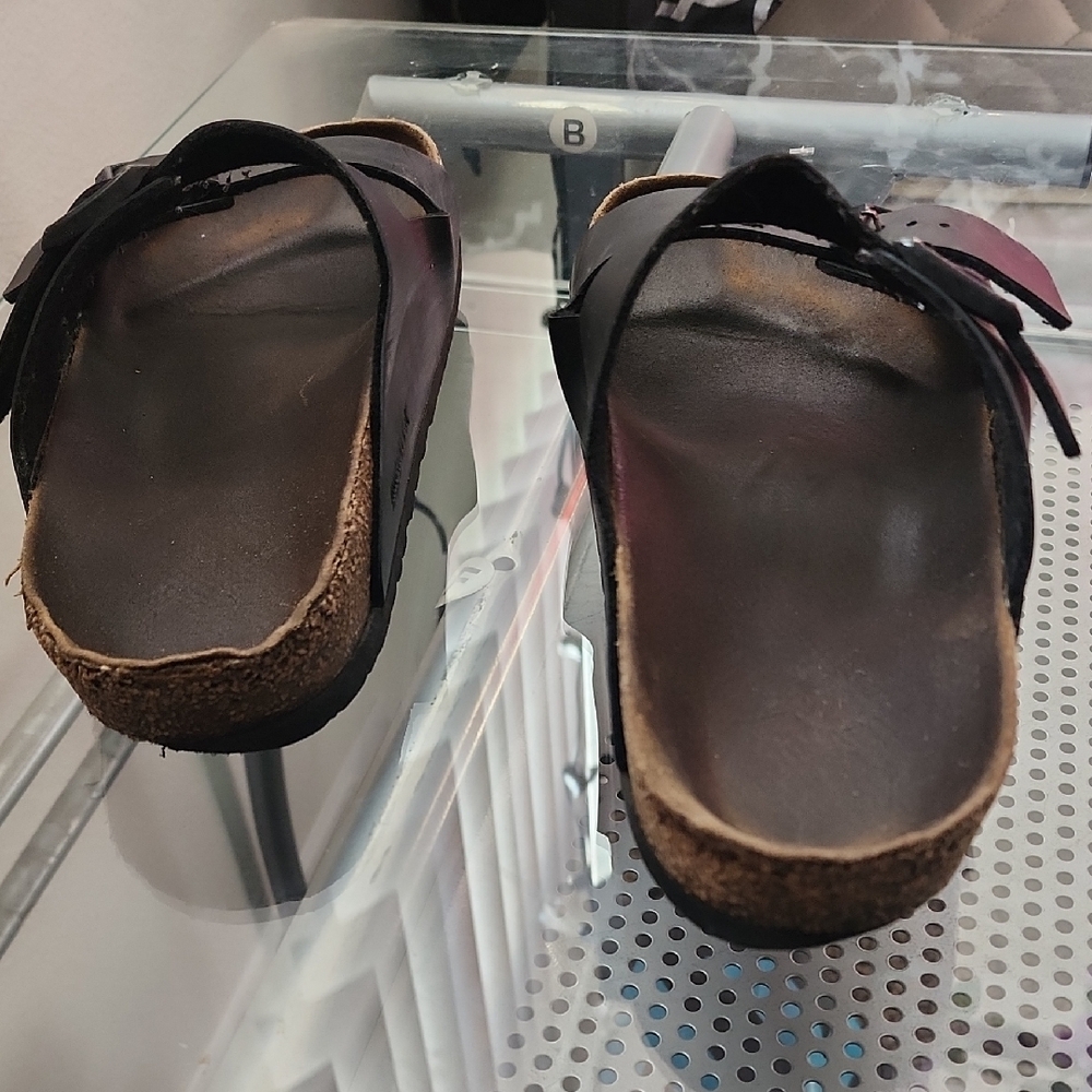 Birkenstock Brown Dark Leather Sandals - Picture 3 of 13